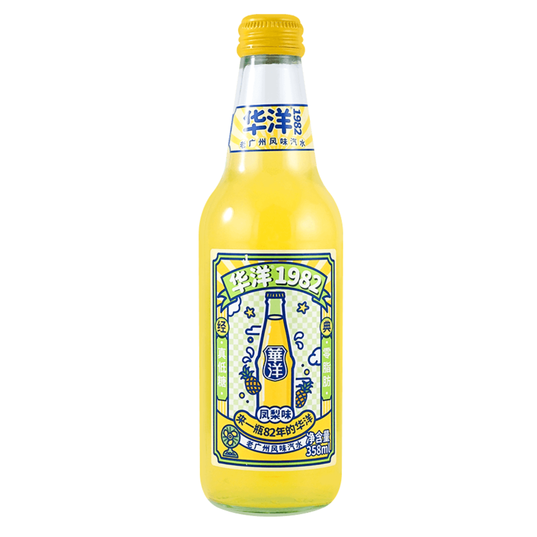 Huayang 1982 soda drink pineapple flavor (358ml)(China)